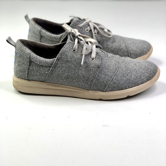 TOMS Del Rey light heather grey felt lace up sneakers 10 - Picture 2 of 10